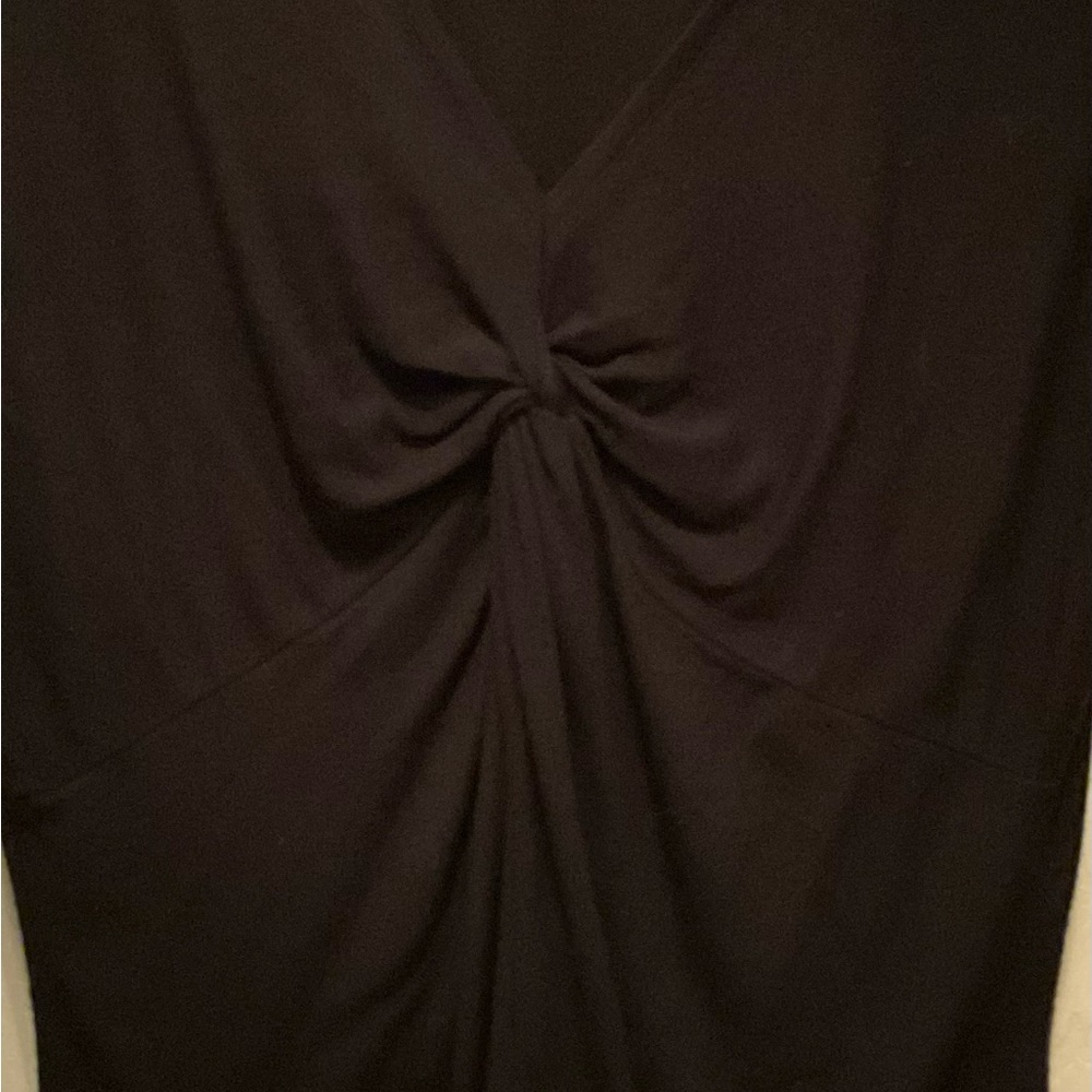 Black stretchy gathered vneck top shirt - Picture 5 of 11